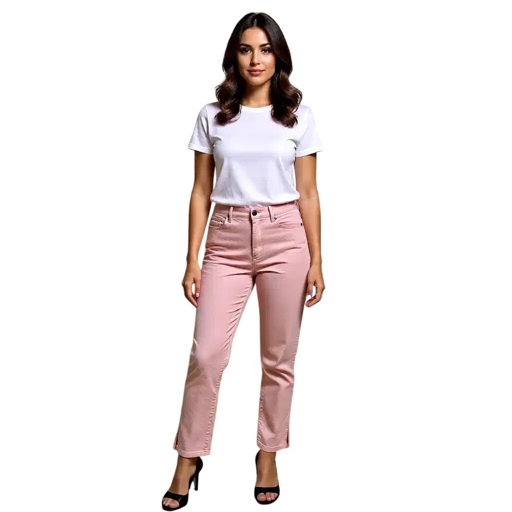 Lauren Jeans Co Ralph Lauren Women's Pink Straight Leg Cropped Jeans Size 8